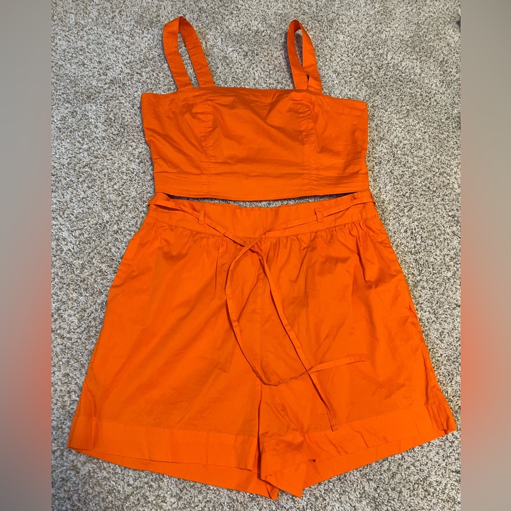 Jason Wu Matching Cotton Shorts Set In Orange, Si… - image 2